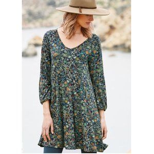 Peruvian Connection Indigo Rose Tunic Floral Small